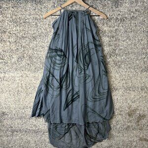Samantha Treacy Dress Womens 2 Gray Silk High Low Asymmetrical‎ Hem Abstract